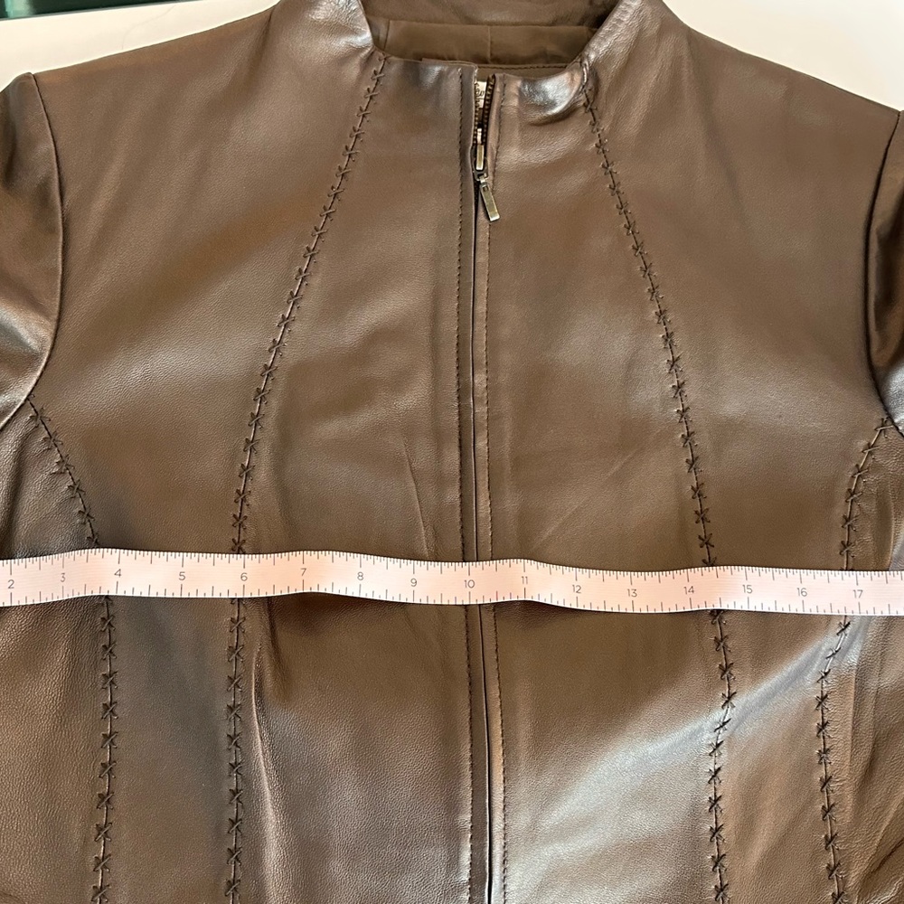 Coldwater Creek Bronze Metallic 100% Leather Jacket NWOT - Picture 6 of 7